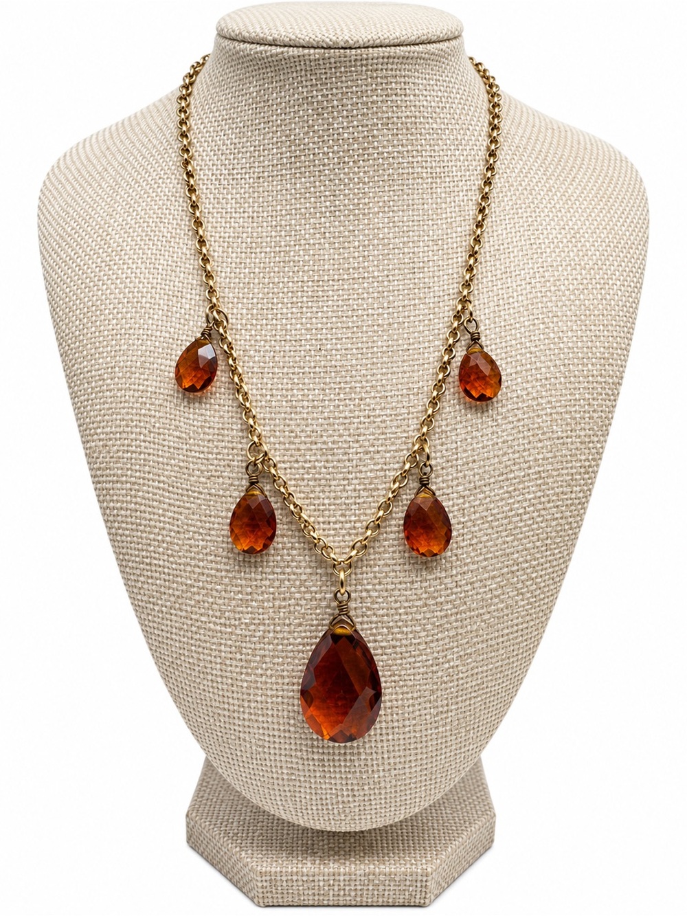 Carolina Herrera Gold-Tone Necklace with Amber Teardrop Drops